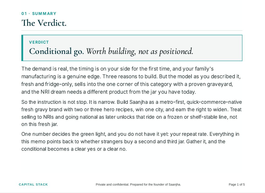 Idea validation memo, the verdict